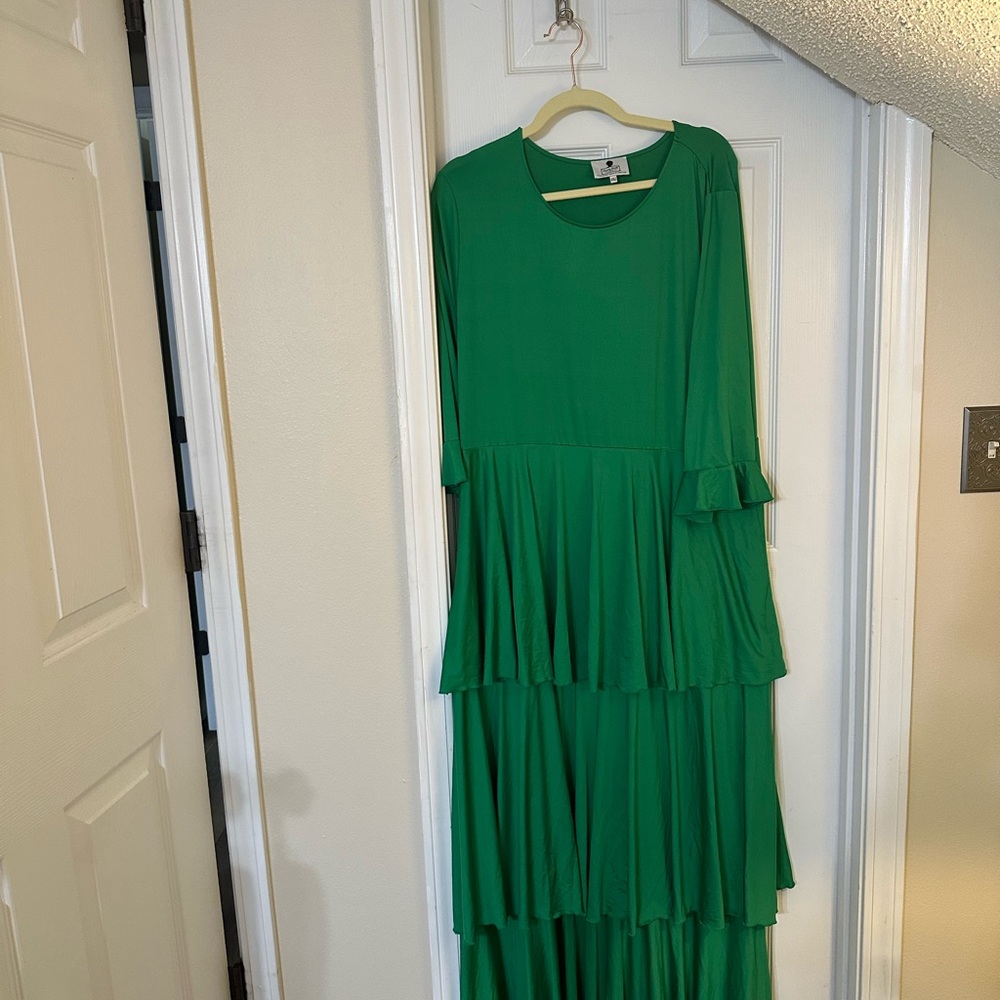 Dainty Jewells Green Tiered Ruffled Dress